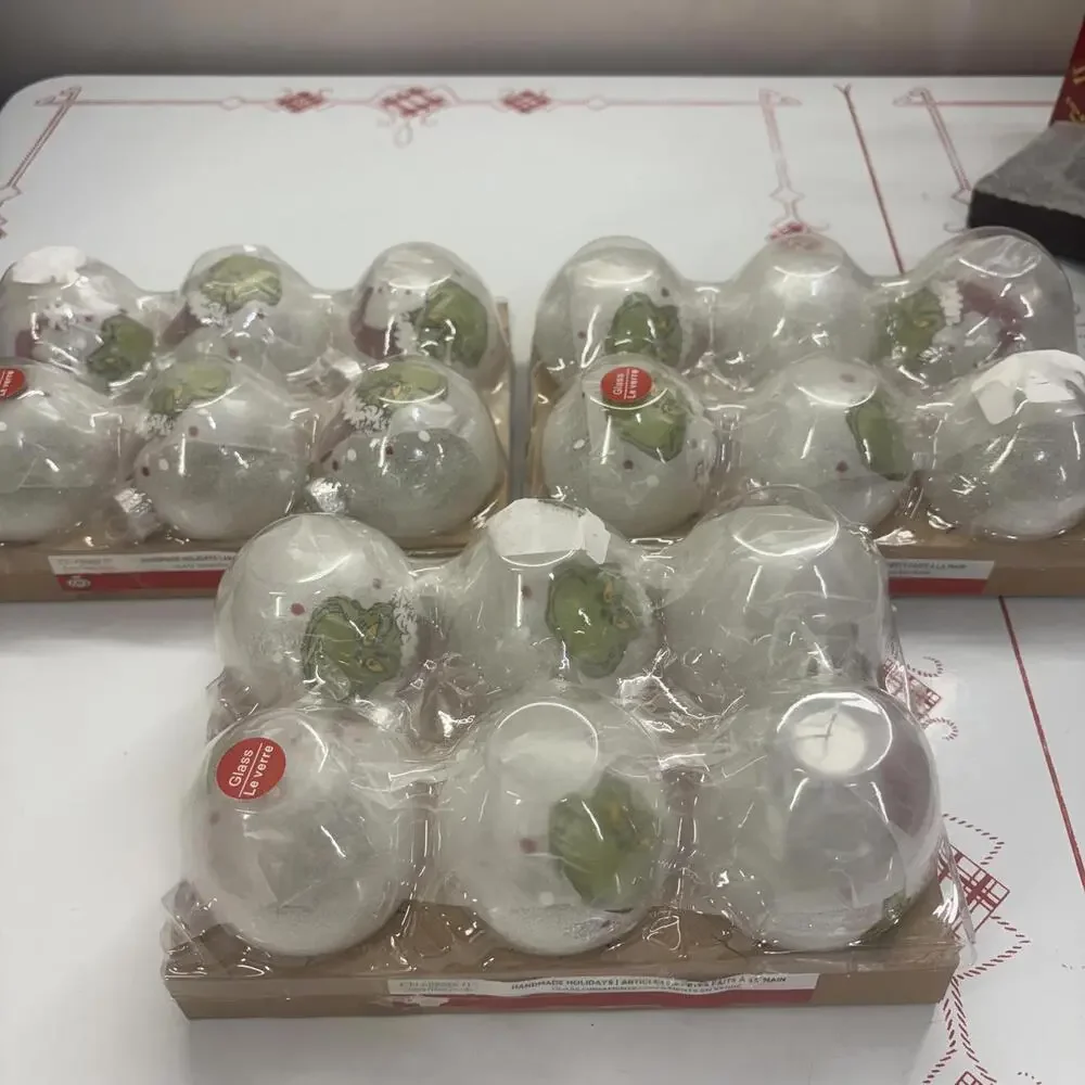 Bundle of 18 hand made the Grinch glass ornaments